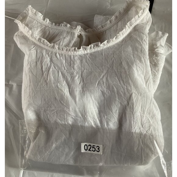 NWT Liverpool Womens Ruffled Hem White Top Size L Lightweight Cotton Blend NEW - Picture 9 of 13